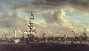 VELDE, Willem van de, the Younger The Gouden Leeuw before Amsterdam t China oil painting reproduction